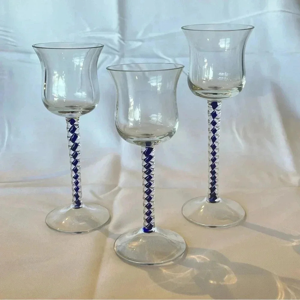 PartyLite Cobalt Blue Twist Stem Candle Holders